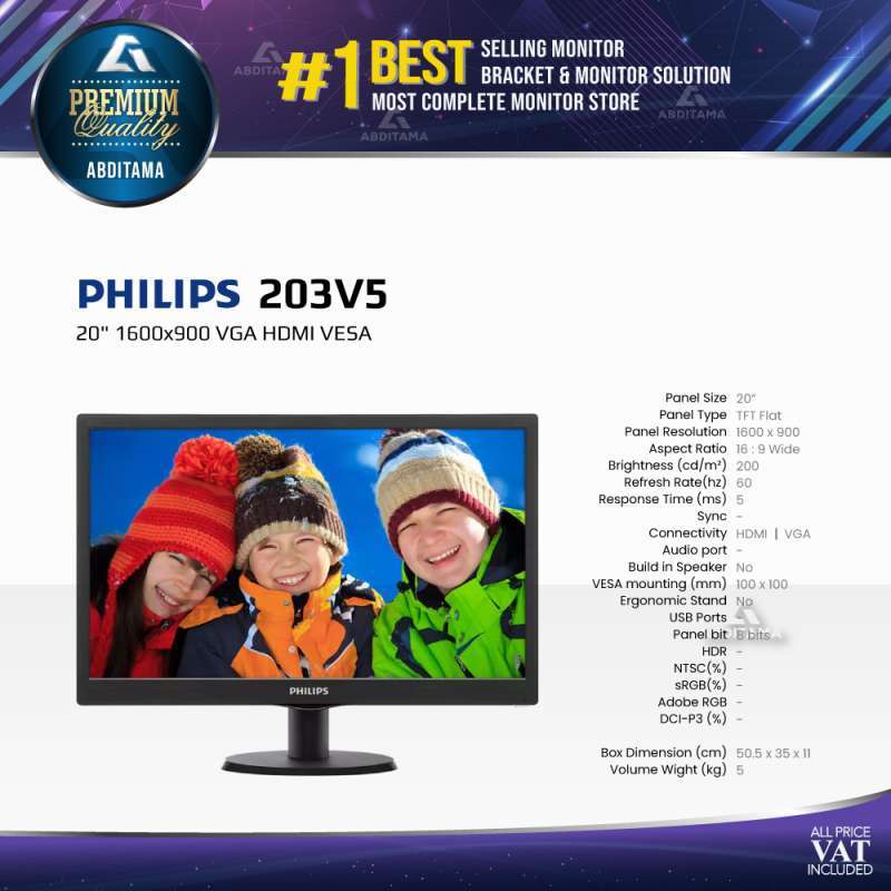 Jual Monitor LED Philips 203V5 20 1600x900 VGA HDMI VESA di Seller ...