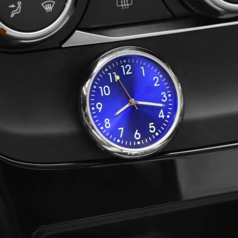 Jual Car Dashboard Mini Analog Clock Premium Jam Interior Dashboard Mobil Blue White di