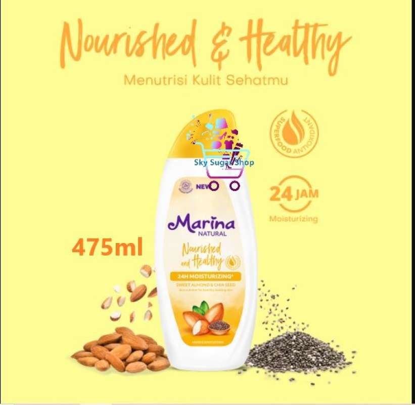 Jual Marina Hand Body Lotion Natural 475ml Nourished & Healthy di