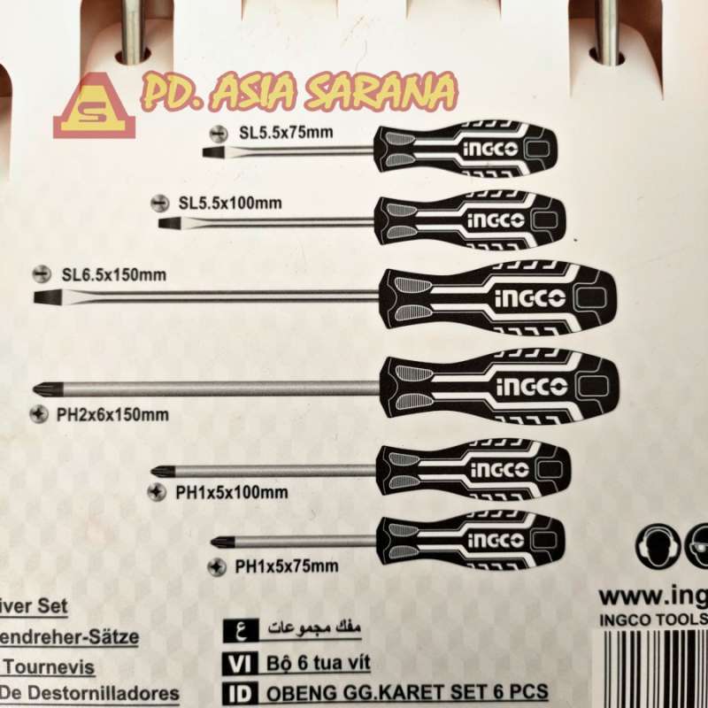 Jual Screwdriver 6pcs Set Magnet Ingco / Obeng Plus Minus Chrome Cr-v ...