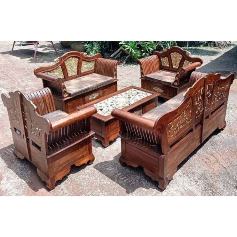 Jual Furniture kursi sofa tamu model madura keong / sofa tamu kayu jati jepara / model kursi