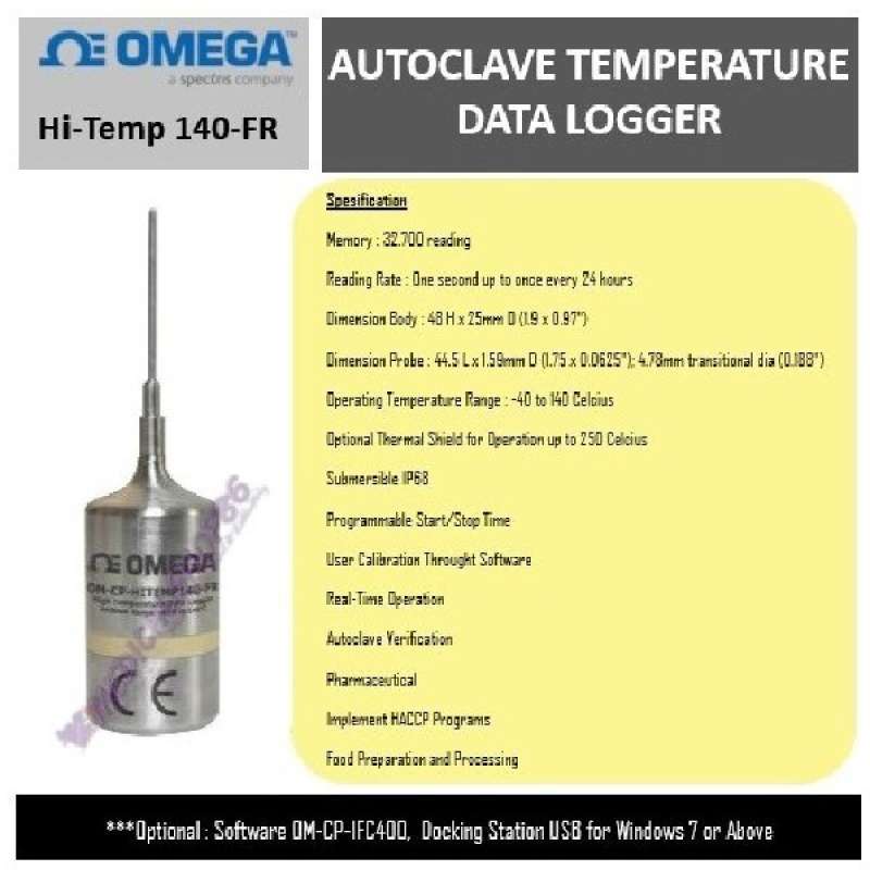Jual OMEGA Autoclave Temperature Data Logger Type Hi Temp 140FR Hi