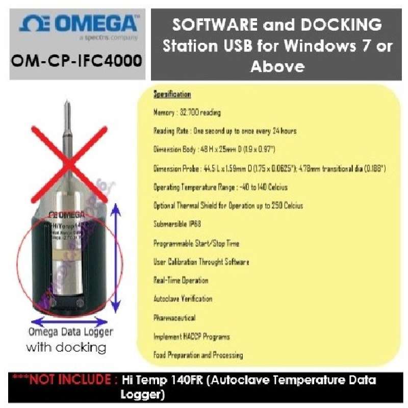 Promo OMEGA Autoclave Temperature Data Logger Type Hi Temp 140FR Diskon