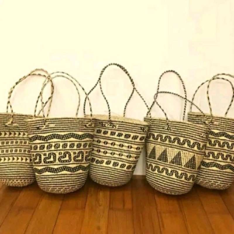 Jual Tas Rotan Oval Motif Dayak, Rambat Motif, Kandul, Tas Anjat Dayak