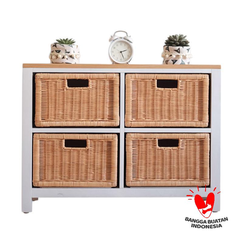 Jual Uwitan Chest Drawer 2x2 Rak Laci Rotan  Minimalis  