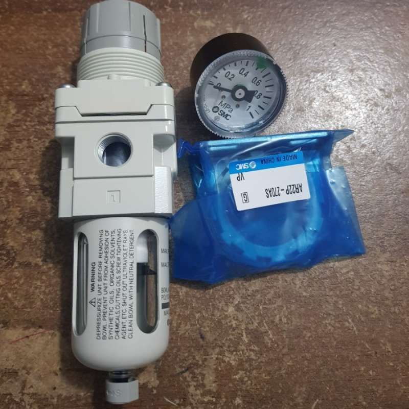 Jual AIR FILTER REGULATOR SMC AW2002BGCA 1/4 COVER BESI+GAUGE+BRAKET