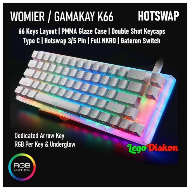 Jual Jual Womier K66 Wired Mechanical Keyboard Full Rgb Glaze Case