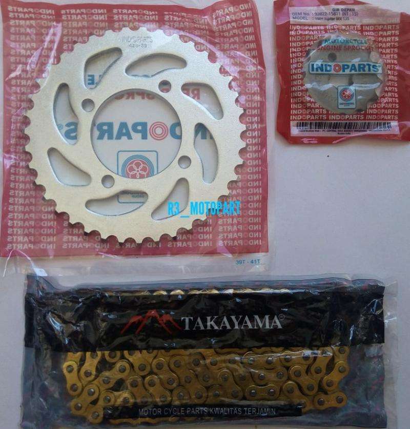 Jual Gir Set/gear Indoparts Rantai Gold Paket Jupiter Mx Lama/old Di