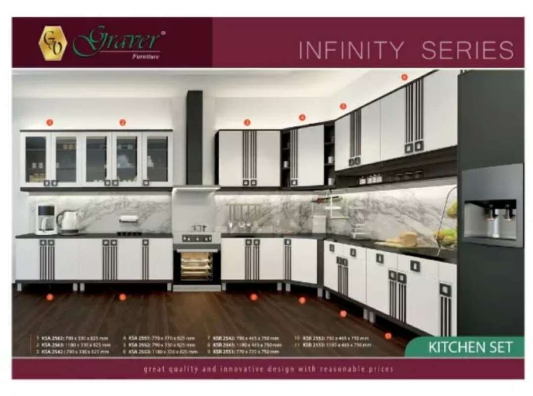 Promo Lemari 3 pintu kaca / Kitchen set 3 pintu atas - Putih Diskon 9%