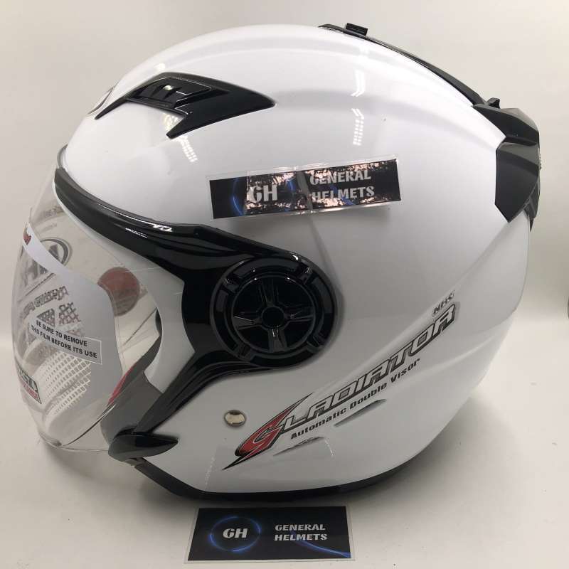 Jual Helm Nhk Gladiator Solid White Putih Double Visor Half Face L Di Seller General Helmets