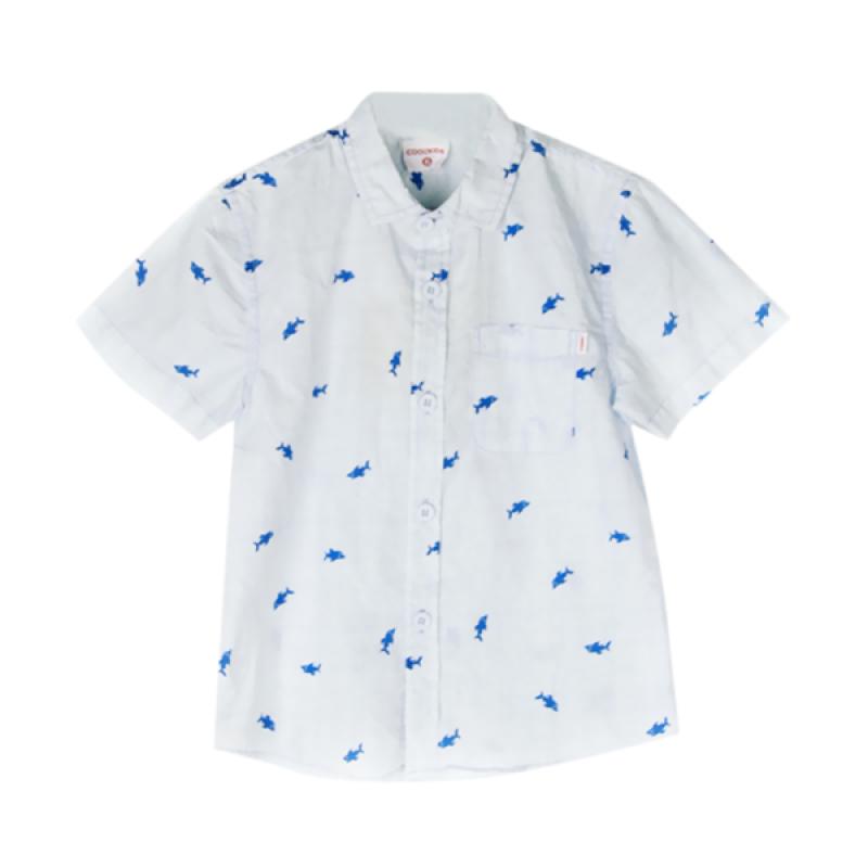 Jual Cool Kids 3652P Full Print Baby Shark Regular Fit Kemeja Lengan