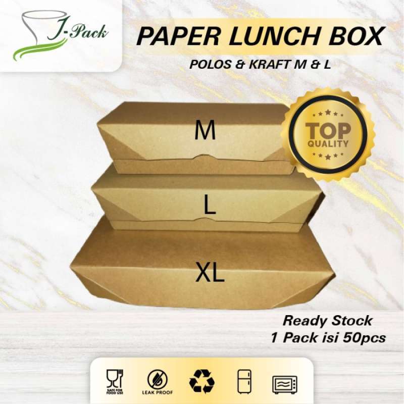 Promo Paper Lunch Box KRAFT / Kotak Makan Kertas Cokelat (L) per 50 pcs ...