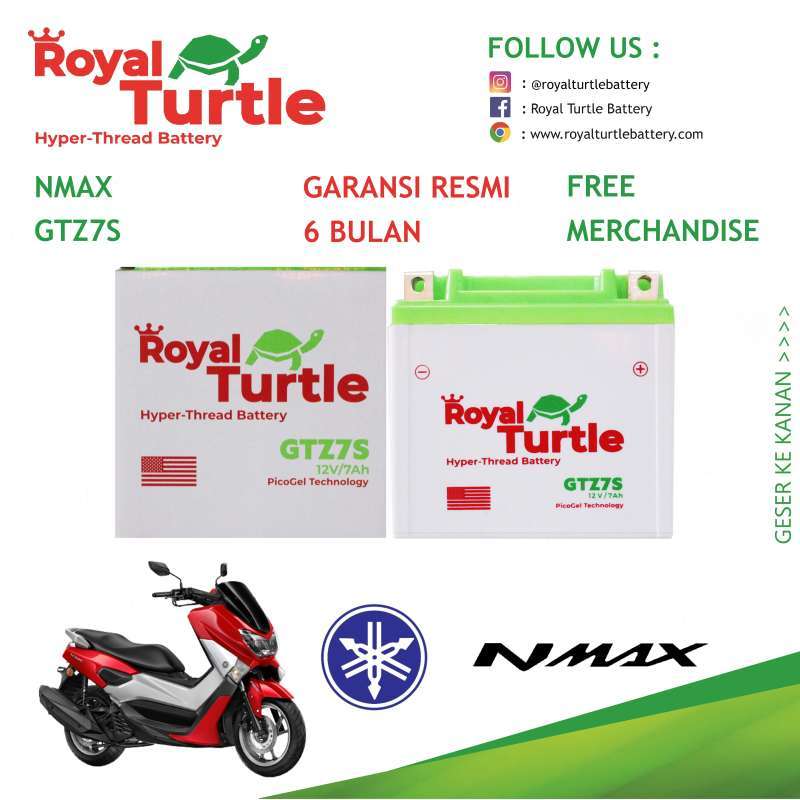 Jual Aki Motor Yamaha Nmax 155 ROYAL TURTLE GTZ7S Accu Kering