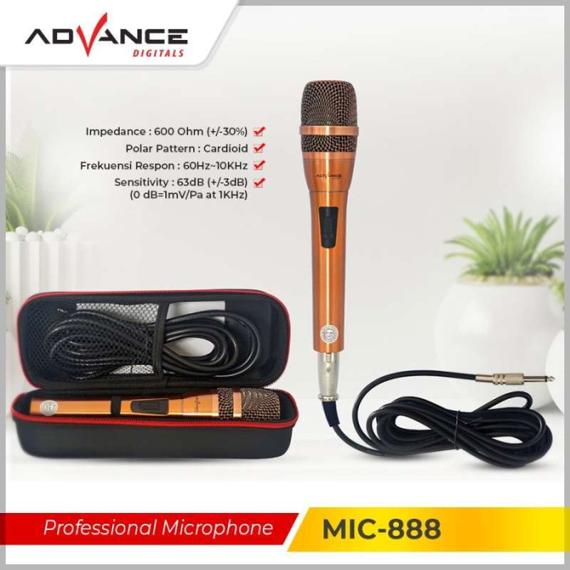 Promo Advance MIC-888 Single Profesional Dynamic Microphone Mic Kabel