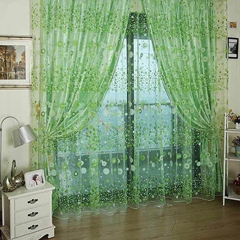 Elegant Floral Butterfly Lace Curtain Bathroom Home Sheer Voile