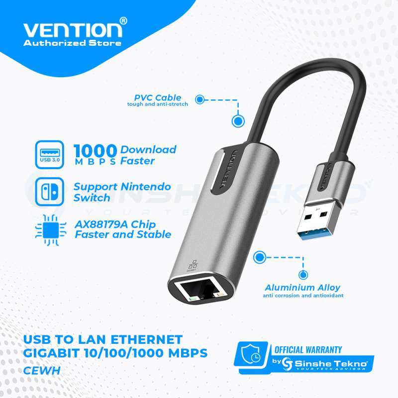 Promo Vention USB to LAN Rj45 Adapter High Speed For Mac
