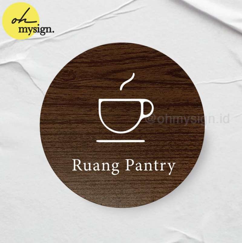 Jual Ruang Pantry Sign Board Kayu Bulat Print Signage Label Nama di