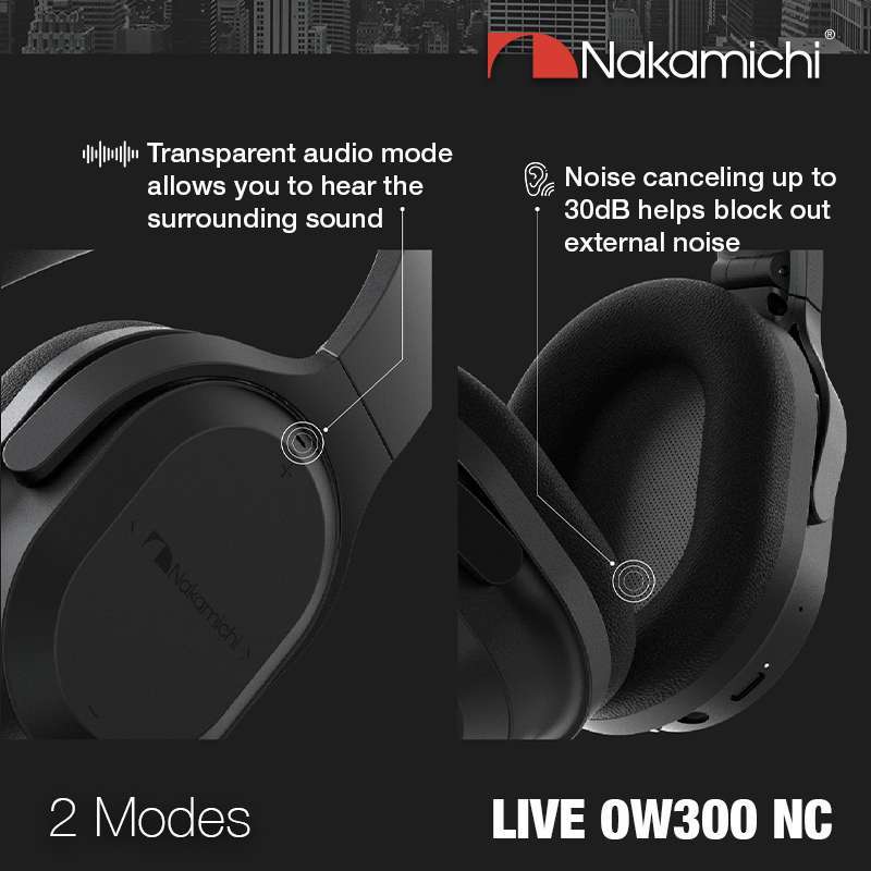 Nakamichi LIVE OW300NC Cuffie wireless con cancellazione attiva del rumore ne Nakamichi LIVE OW300NC Cuffie wireless con cancellazione attiva del rumore ne