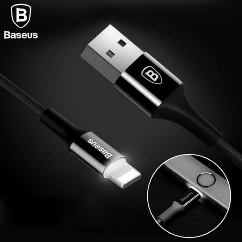 Jual Baseus Led Light Iphone Ipad Lightning Usb Cable 2A 1M Gold di