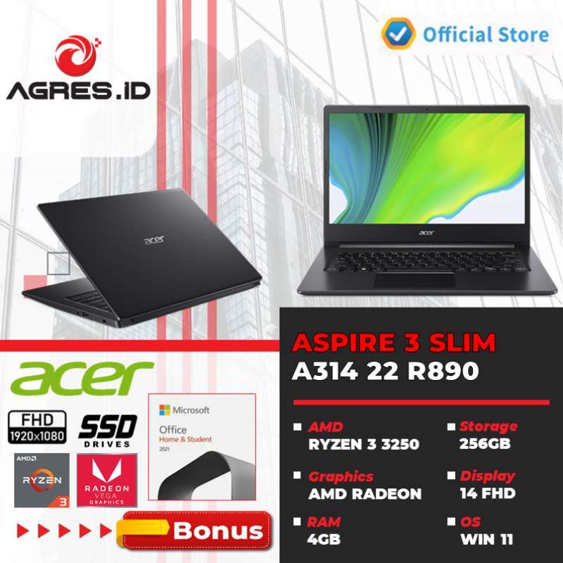 Jual ACER ASPIRE 3 SLIM A314 22 R890 - RYZEN 3 3250 4GB 256SSD VEGA3 ...