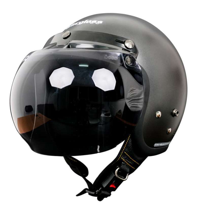 Promo Cargloss Retro Visor Bogo Smoke Helm Half Face Gun Metal L