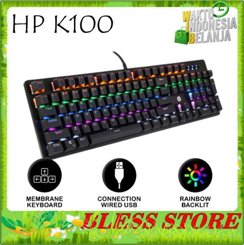 Promo HP K100 Keyboard Gaming RGB Membrane Multimedia Function Diskon