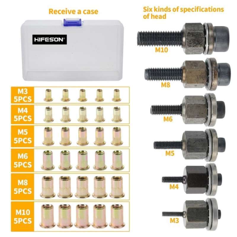 Jual HIFESON KEPALA HAND RIVET NUT GUN MANUAL RIVETER RIVNUT TOOL 36