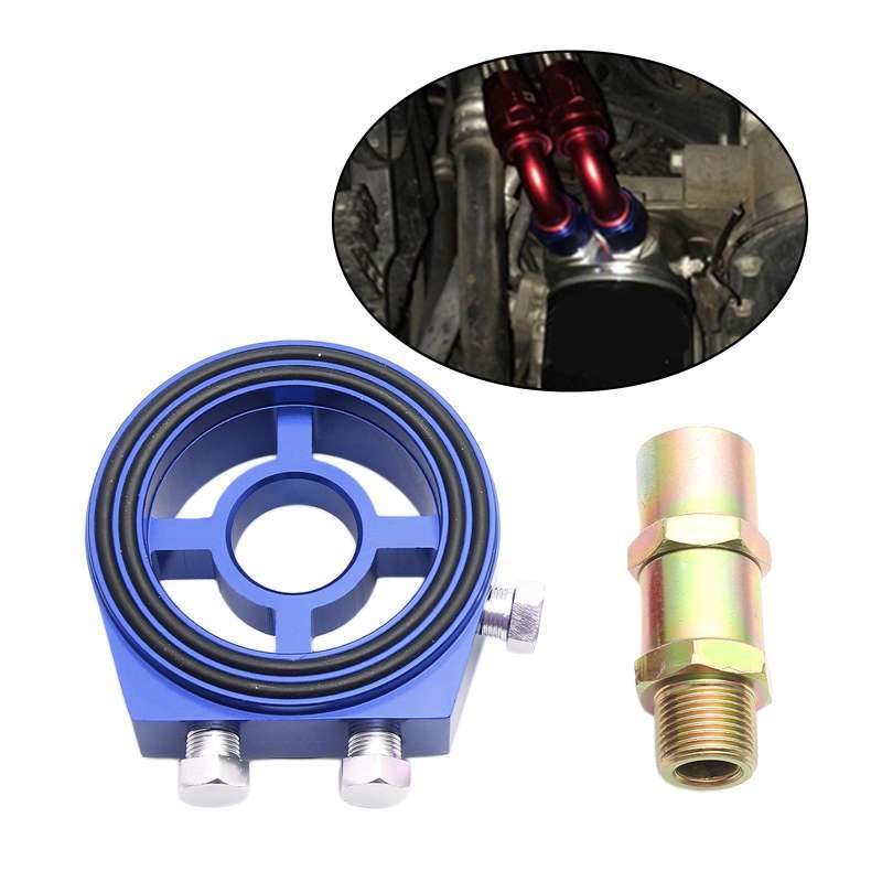 thumbnail interactive-video image 1 of Ds-auto-parts Silver Oil Filter Sandwich Adapter Plate – For Oil Pressure/Temp Gauge Or Remote Filter 1 of 2