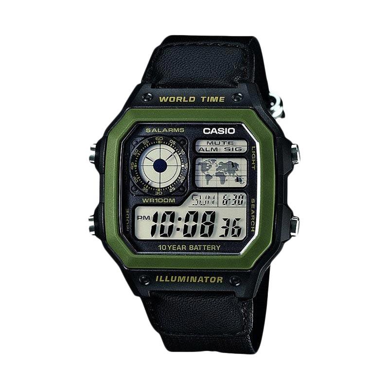 Promo CASIO AE1200WHB1BVDF Illuminator World Time Jam Tangan Unisex
