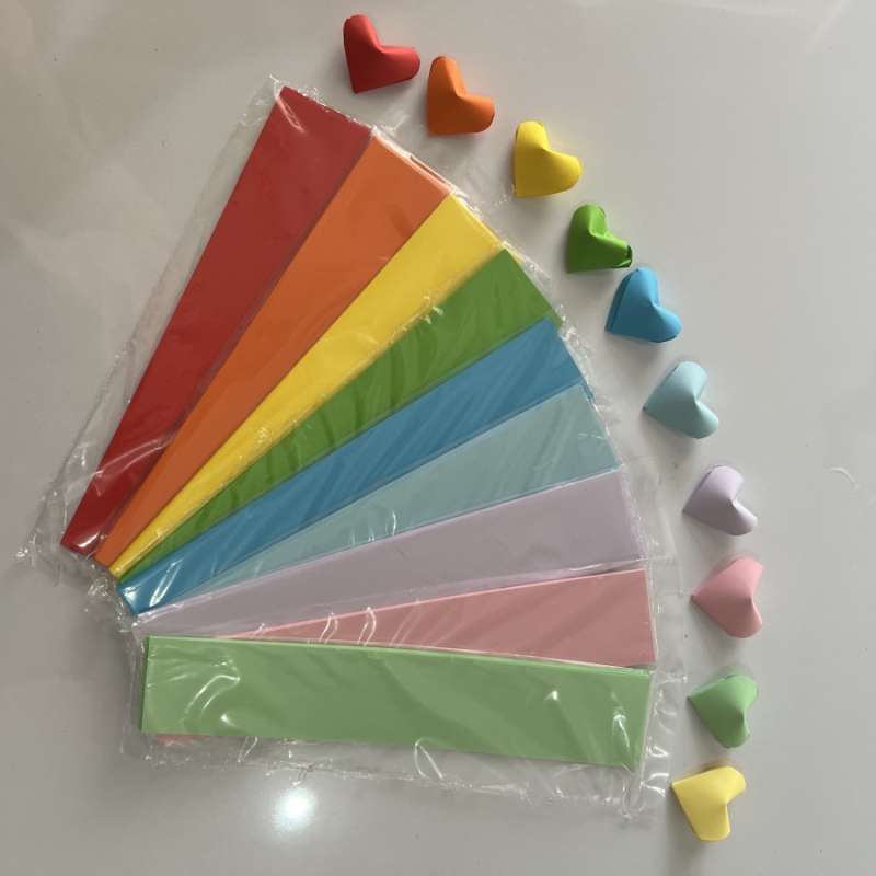 Jual Kertas Hati Origami Heart Paper Lipat Motif Warna Warni Varian