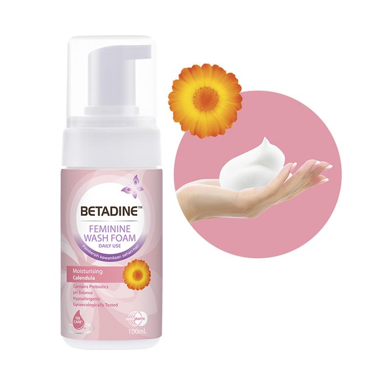 Jual Betadine Feminine Wash Foam Moisturising Calendula [100 Ml] Di