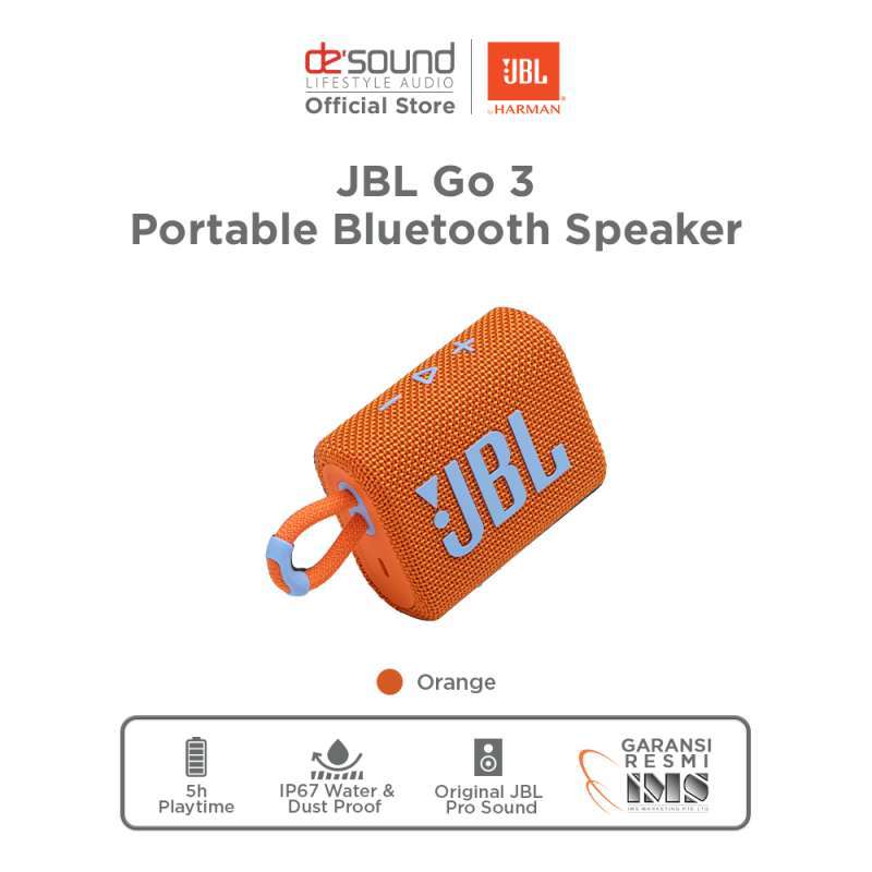 Jual JBL Go 3 Portable Bluetooth Speaker Garansi Resmi IMS Orange