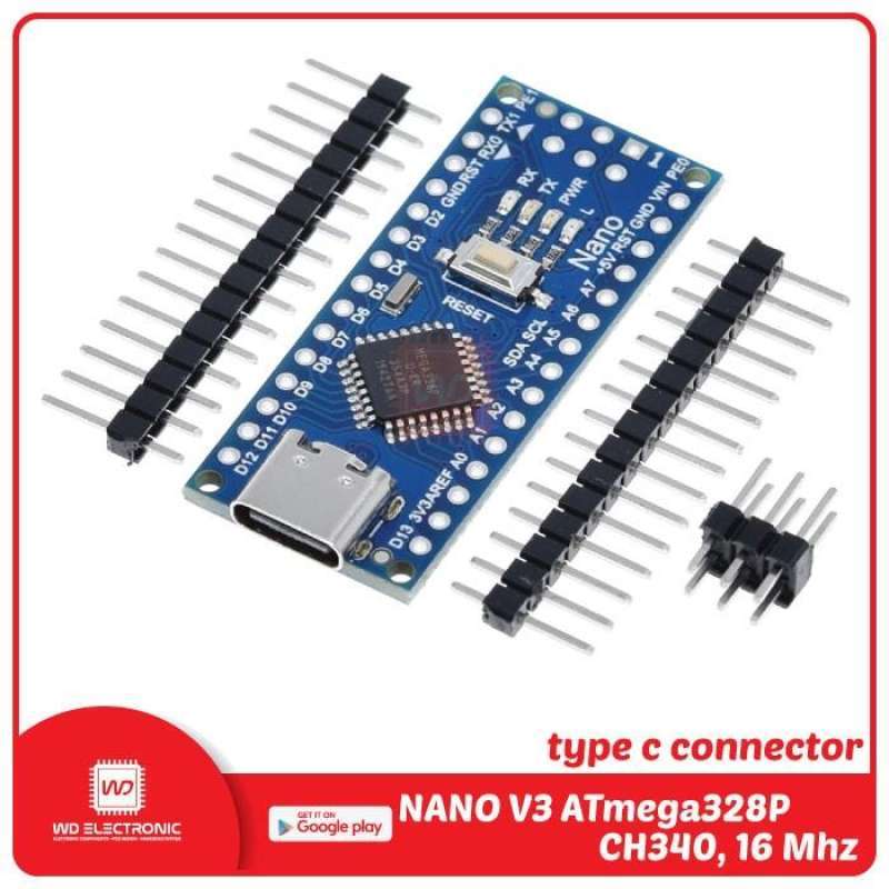 Jual NANO V3 type c ATmega328P CH340 16 Mhz without cable di Seller ...