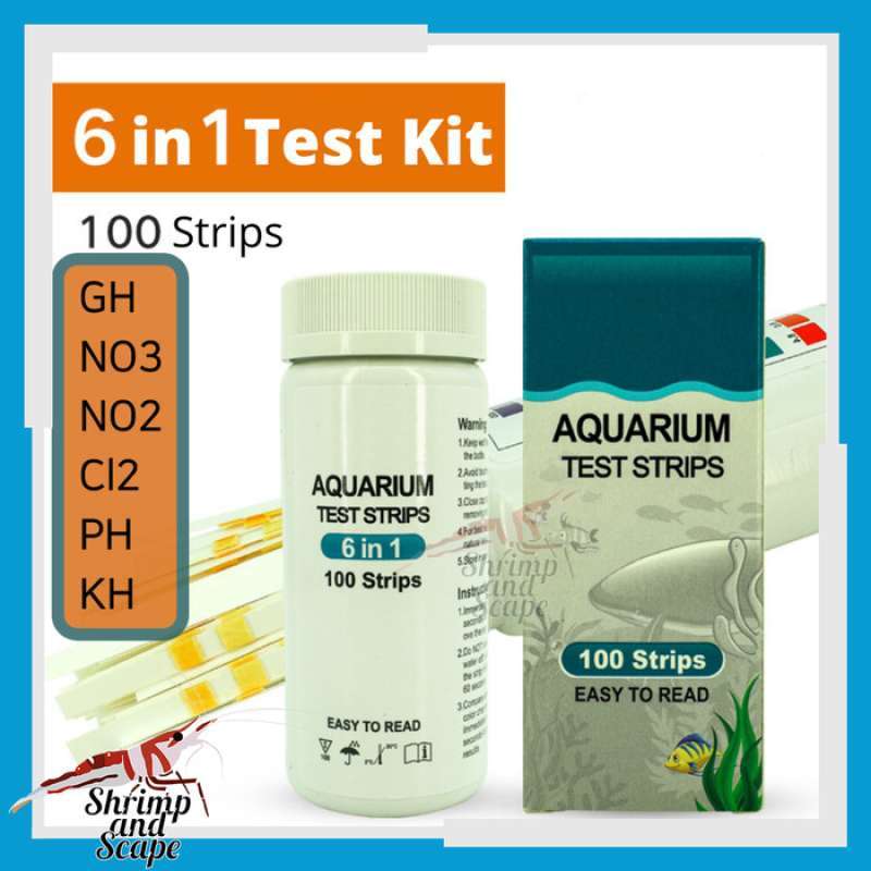 Jual Water Test Kit Aquarium 6 in 1 / Alat Tes Air 100 strip nitrat