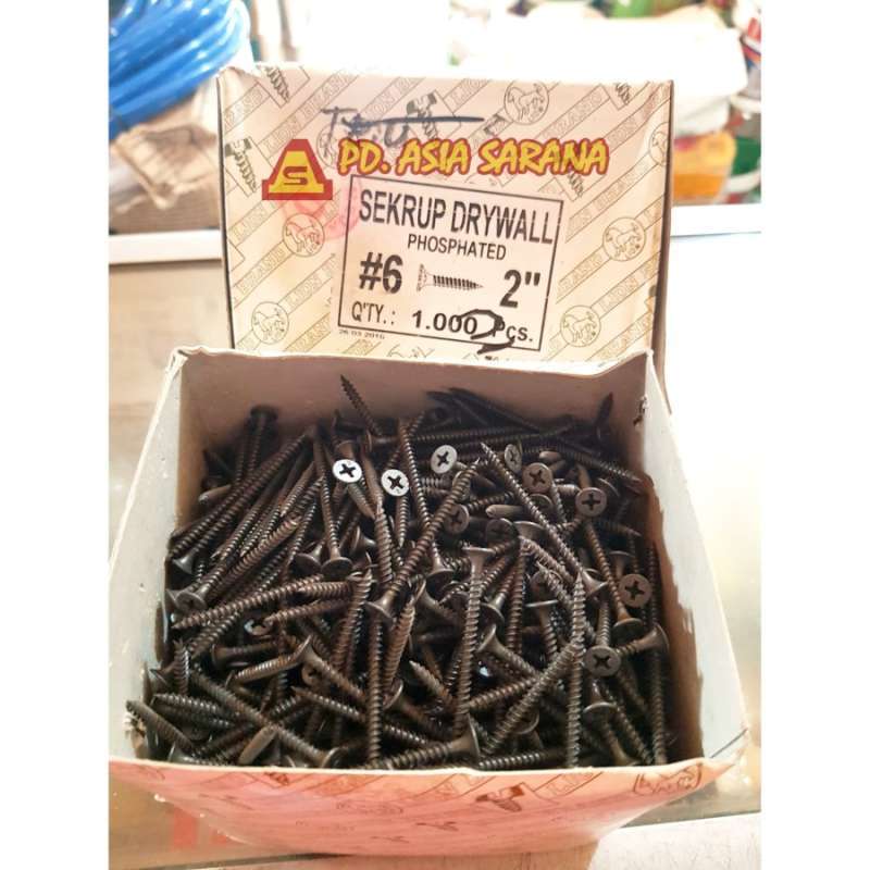 Jual [1 Dus] Skrup Hitam Gypsum 6x2 / Drywall Sekrup Gibsun 5 Cm Screw