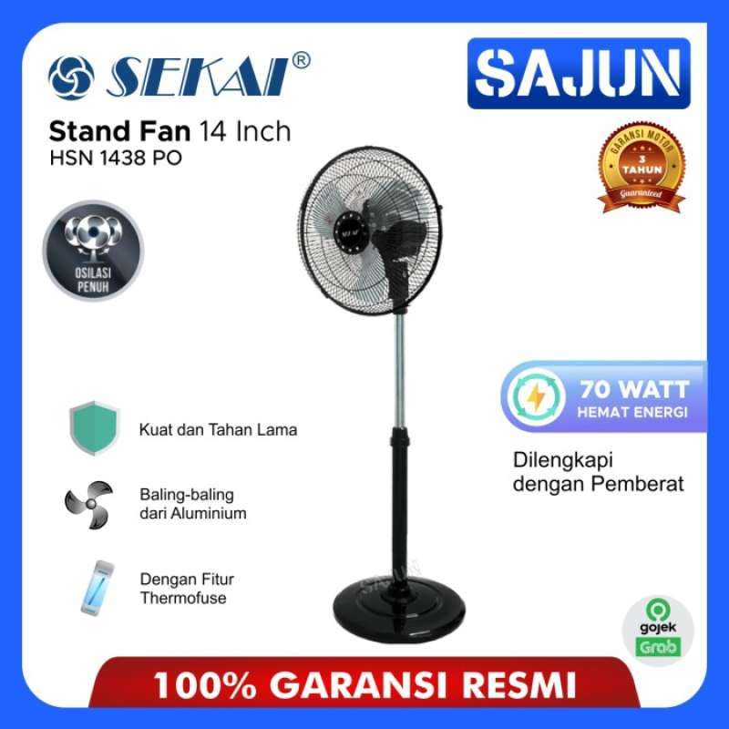 Jual SEKAI Metal Stand Fan HSN1438PO Kipas Angin 14 Inch HSN 1438 PO di