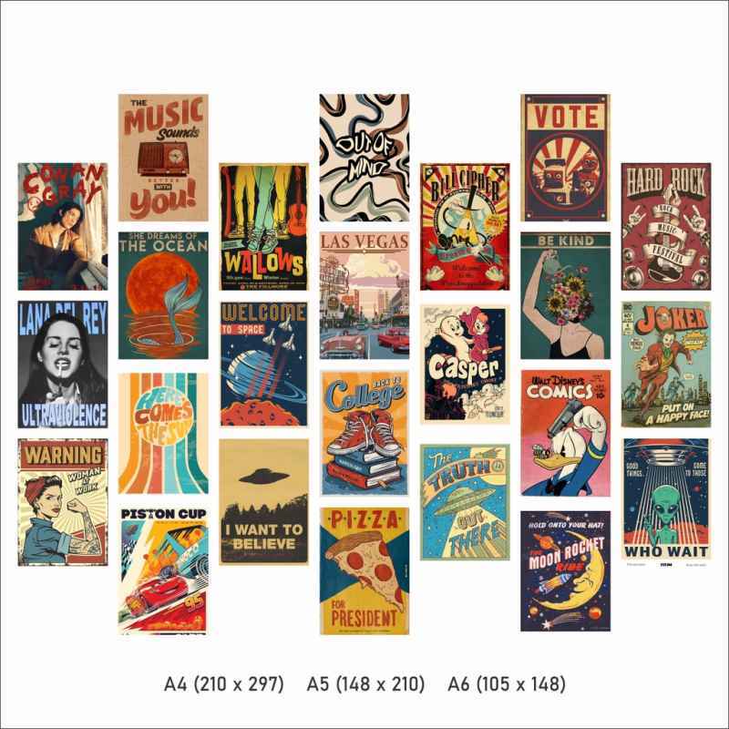 Promo Poster Aesthetic Retro Wall Collage Wall Kit Vintage Dmi Poster