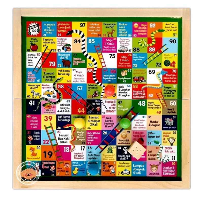 Promo Mainan Ular Tangga Kayu Wooden Snake And Ladder Board Game Diskon 