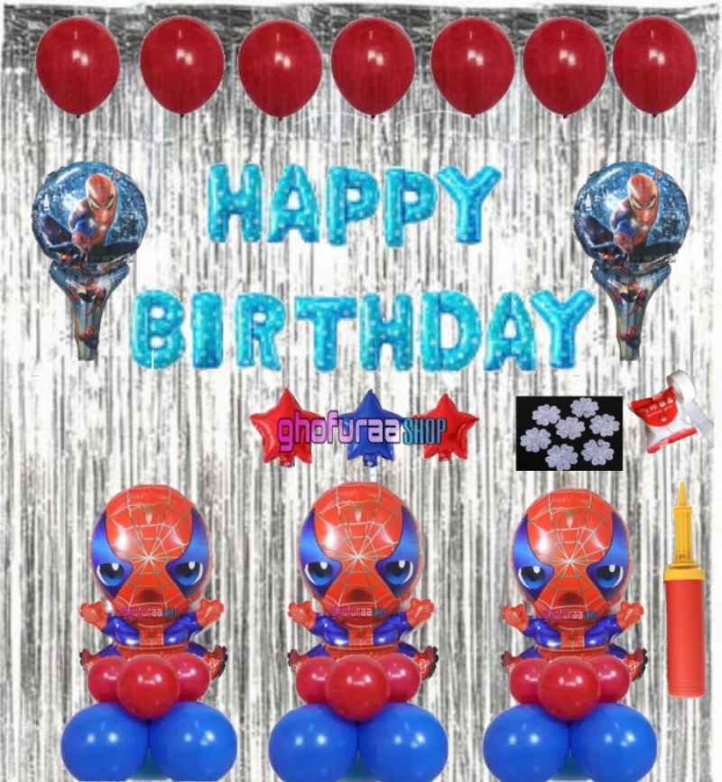 Jual Paket Dekorasi Ulang tahun Spiderman dekor backdrop happy