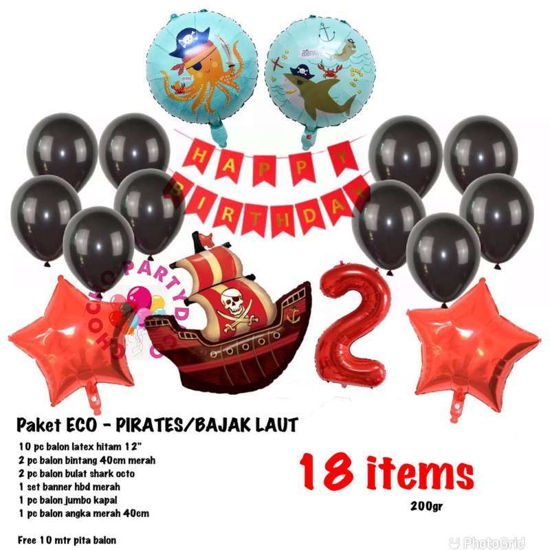Jual (1set) dekorasi ulang tahun Pirates / bajak laut / one piece