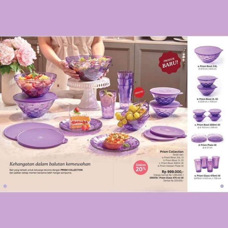 Jual Tupperware Prism collection tempat makan set bowl prisma ungu