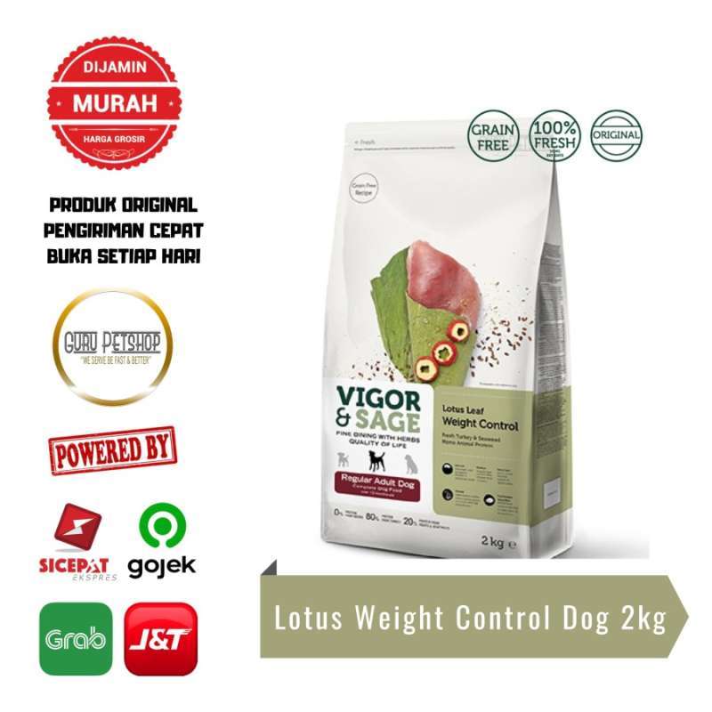 Jual Vigor & Sage Lotus Leaf Weight Control Dog Food 2 Kg di Seller