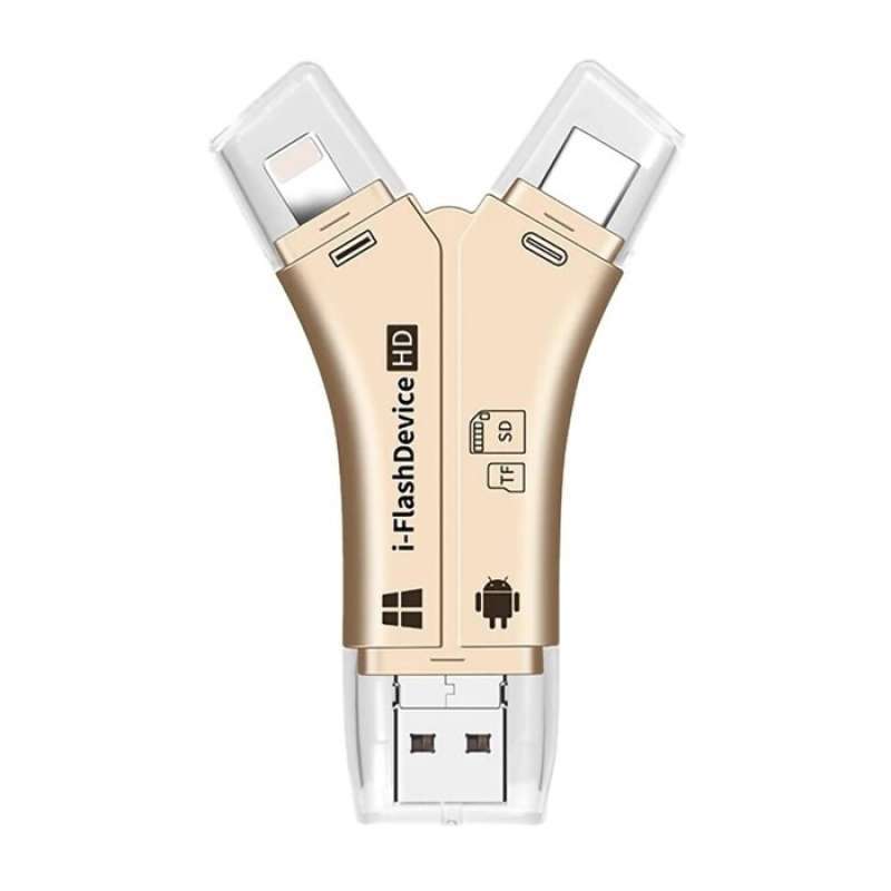 Jual 4in1 Card Reader Android iOS Windows USB Lightning Type C TF Micro ...