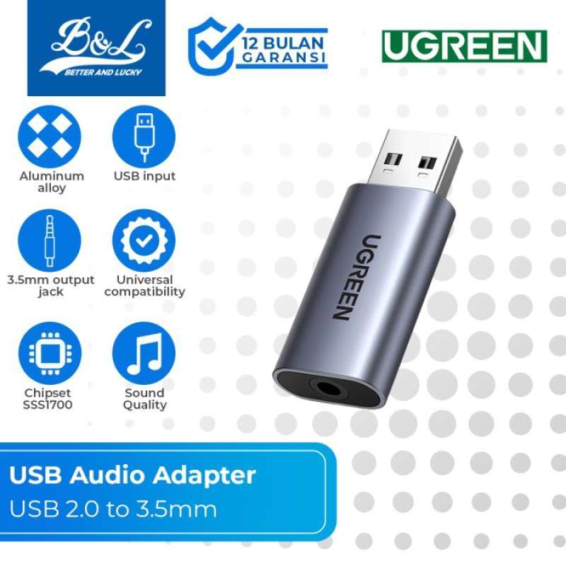 Promo UGREEN Audio Adapter USB 2.0 male to 3.5mm female Headset Plug