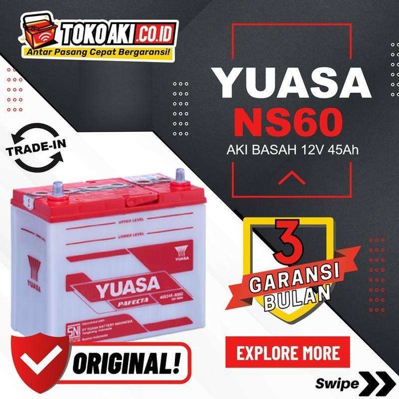 Jual Aki Grand Max & Luxio - Yuasa Pafecta NS60 / 46B24R - 12V 45Ah di