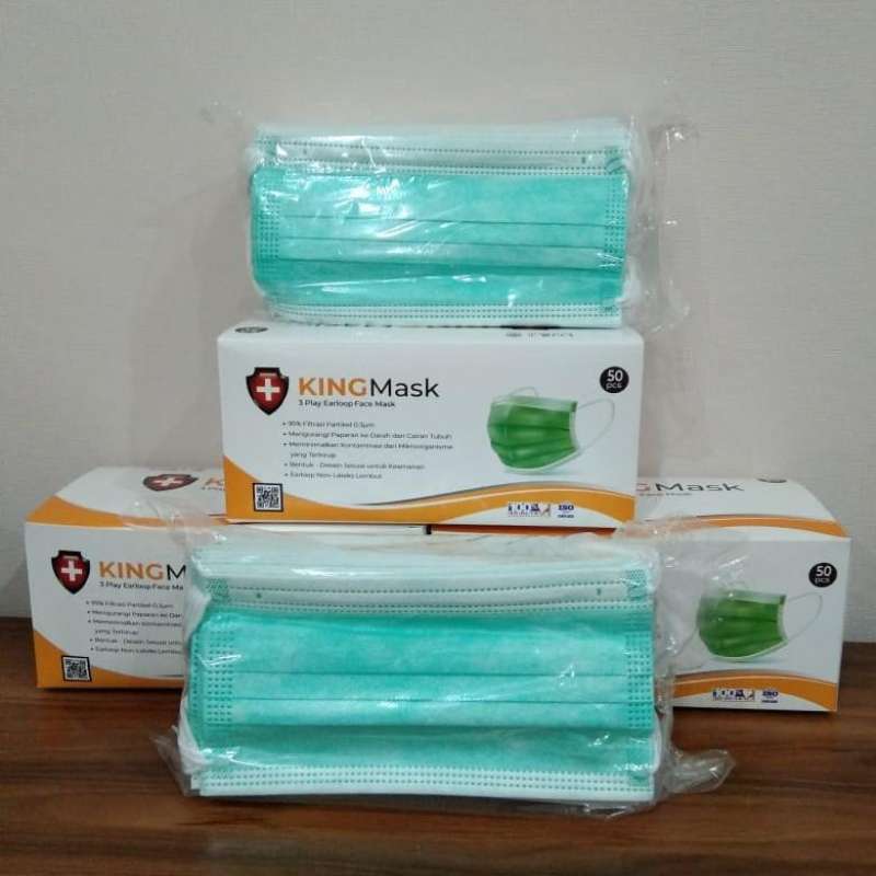 Jual MASKER MEDIS 3PLY KING MASK ISI 50 PCS EARLOOP - IZIN KEMENKES ...