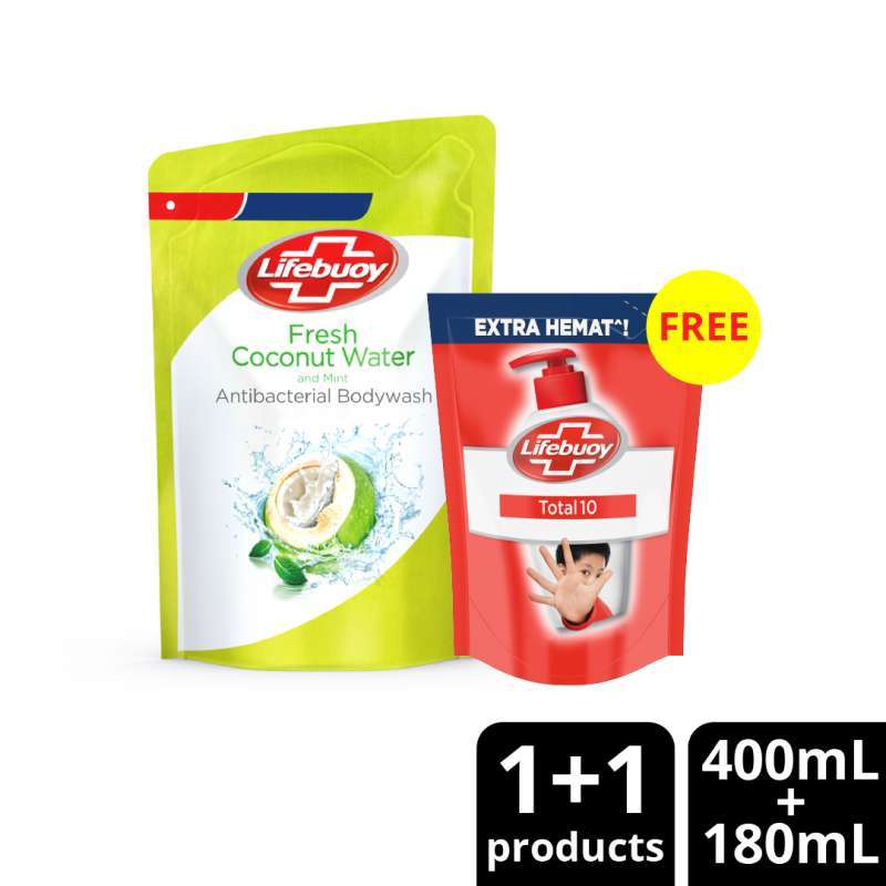 Promo Lifebuoy Fresh Coconut Water & Mint Body Wash [400 mL] Free