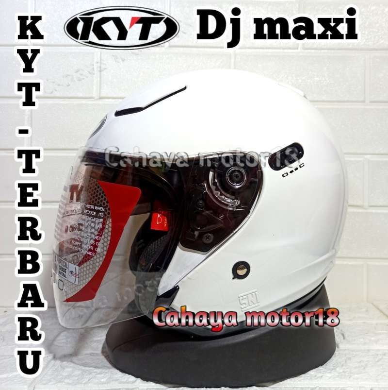 Promo HELM KYT DJ MAXI PUTIH SOLID HELEM HALF FACE DOUBLE VISOR