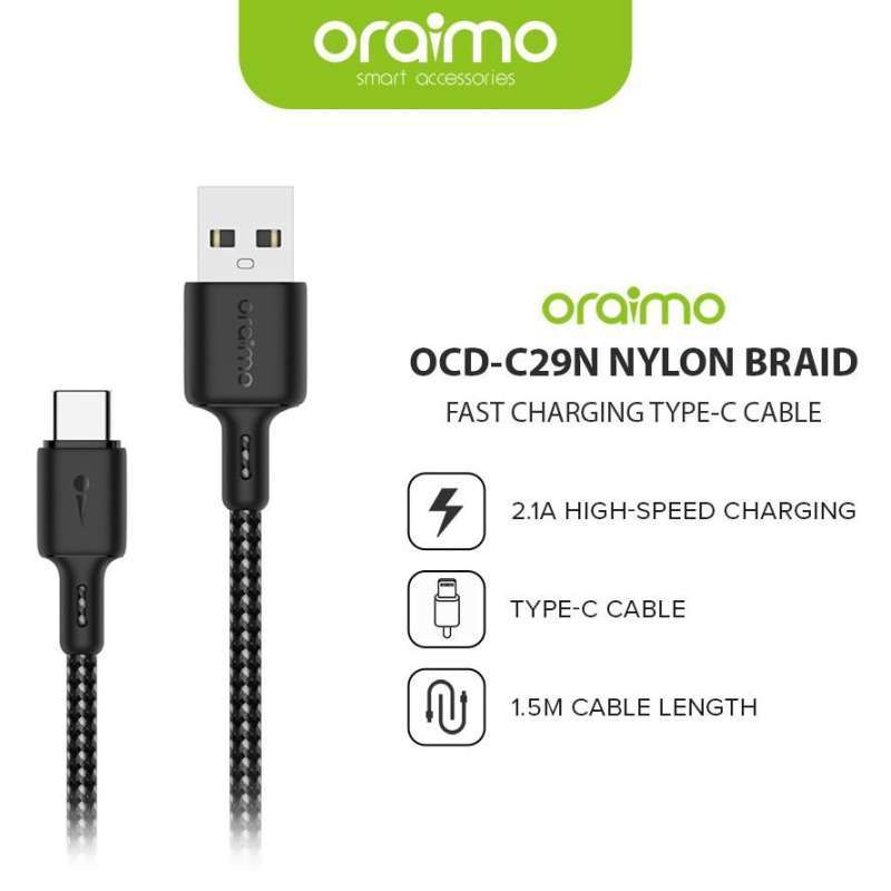 Jual Oraimo OCDC29N TypeC 2,1A Kabel Data 150cm Fast Charging USB