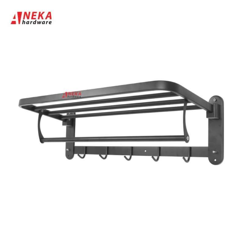 Promo Rack Handuk 5 Baris Fio Black / Gantungan Handuk Kamar Mandi